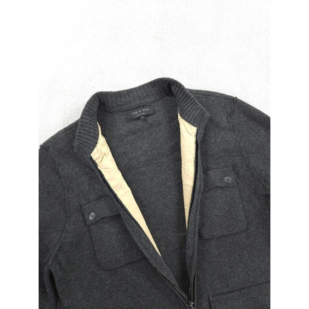 Rag Bone Wool Jacket Mens Large Full Zip Utility Field Snap Button - Picture 3 of 7
